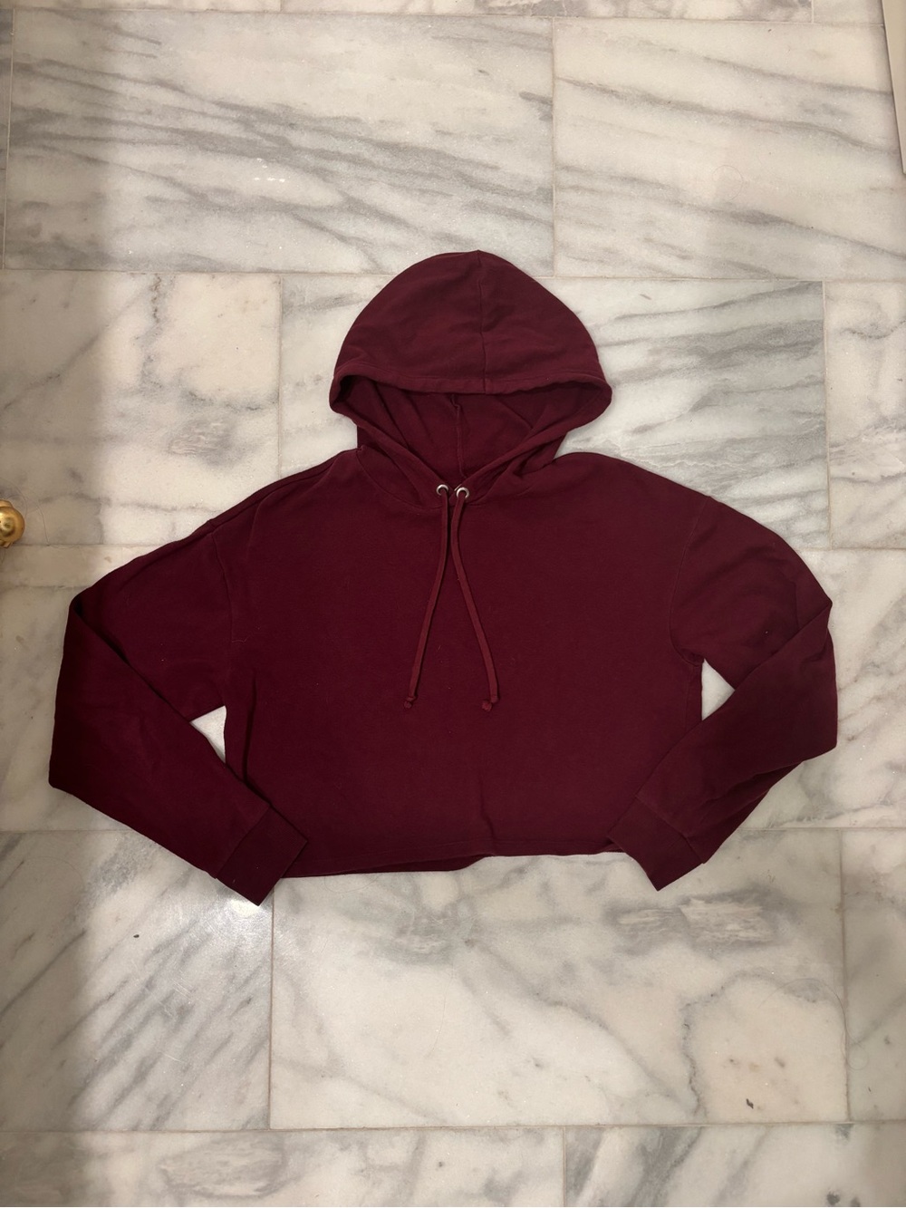 H&M Burgundy Cropped Hoodie